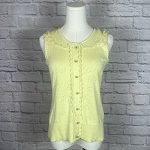 Women's Anthropologie Holding Horses Yellow Sleeveless Knit Top Cottagecore
